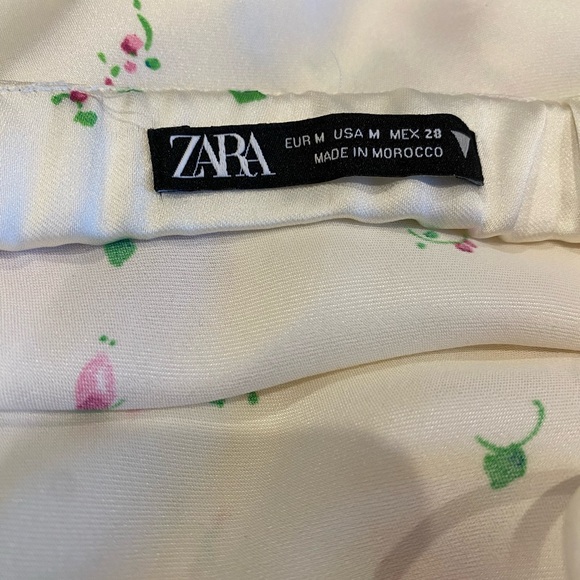 Zara satin midi dress white with pink florals size M 7596/479 - Picture 6 of 8
